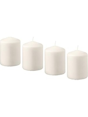 Defne Store Hemsjo Kokusuz Blok Mum Beyaz, 4 Adet Set, 38 x 98 mm