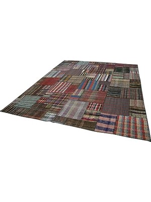 Defne Store Çok Renkli El Dokuma Patchwork Salon Kilimi Yün Pamuk Etnik
