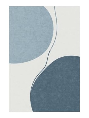 Defne Store Halı, Denge Soyut Modern, Kaymaz Taban, Makinede Yıkanabilir, Dijital Baskı Salon, Mutfak ve Yatak Odası Halısı, Mavi, 120X180 cm