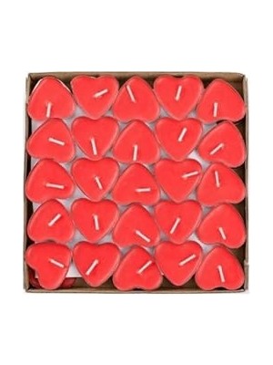 Defne Store Tinky Winky Mum Tealight Kokulu Mum Kalpli Kırmızı Yer Mumu Evlilik Teklifi Yıldönümü Partisi Süsleme 20'li Kırmızı