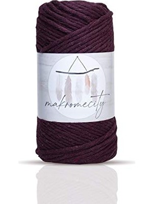 Defne Store Taranan Makrome Ipi 3 mm Tek Büküm Taranabilir Pamuk Makrome Ipi Makrame Ipi (Bordo)