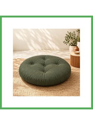 Astraltech Kapitone Yuvarlak Yer Minderi · 60 × 60 × 8 cm | Haki | Iç Mekân Bezoss