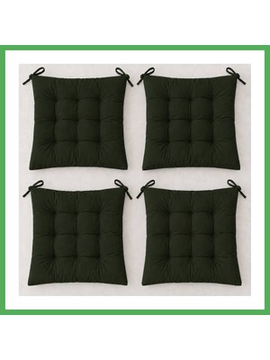 Astraltech 4’lü Kapitone Bağcıklı Sandalye Minderi · 40 × 40 × 3 cm | Zeytin Yeşili | 40 × 40 × 3 cm · 4 Adet Bezoss