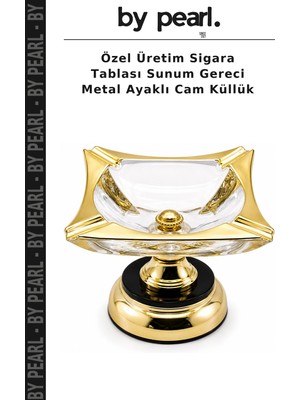 Özel Üretim Sigara Tablası Sunum Gereci Metal Ayaklı Cam Küllük