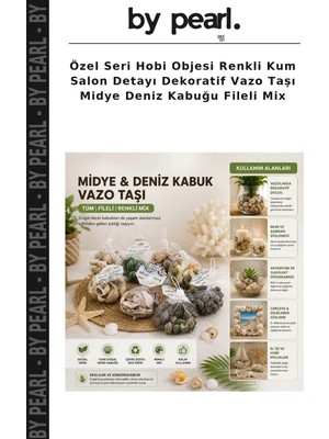 Özel Seri Hobi Objesi Renkli Kum Salon Detayı Dekoratif Vazo Taşı Midye Deniz Kabuğu Fileli Mix