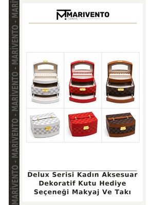 Delux Serisi Kadın Aksesuar Dekoratif Kutu Hediye Seçeneği Makyaj ve Takı