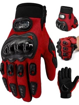 Defne Store M Beden Korumalı Motosiklet Eldiveni Unisex Bisiklet Motorcu Eldiveni Kırmızı 113