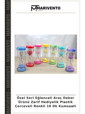Özel Seri Eğlenceli Araç Dekor Ürünü Zarif Hediyelik Plastik Çerceveli Renkli 10 Dk Kumsaati