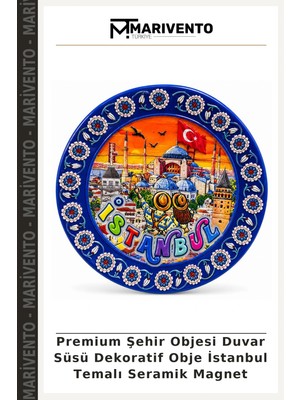 Premium Şehir Objesi Duvar Süsü Dekoratif Obje Istanbul Temalı Seramik Magnet