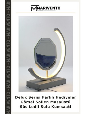 Delux Serisi Farklı Hediyeler Görsel Sollen Masaüstü Süs Ledli Sulu Kumsaati