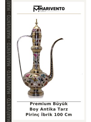 Premium Büyük Boy Antika Tarz Pirinç Ibrik 100 cm