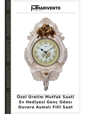 Özel Üretim Mutfak Saati Ev Hediyesi Genç Odası Duvara Asmalı Filli Saat