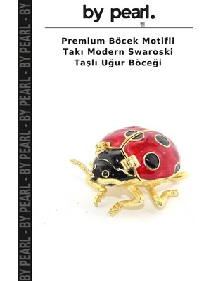 Premium Böcek Motifli Takı Modern Swaroski Taşlı Uğur Böceği