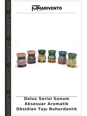 Delux Serisi Sunum Aksesuar Aromatik Obsidian Taşı Buhurdanlık