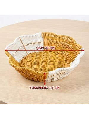 Yakup Tokatlı Moda Tm Çiçek Model Çift Renkli Plastik Rattan Ekmek ve Meyve Sepeti - Çok Amaçlı Banyo ve Mutfak Düzenleyici - Yıkanabilir Organizer