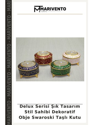 Delux Serisi Şık Tasarım Stil Sahibi Dekoratif Obje Swaroski Taşlı Kutu