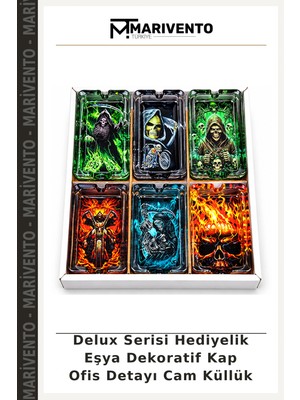 Delux Serisi Hediyelik Eşya Dekoratif Kap Ofis Detayı Cam Küllük