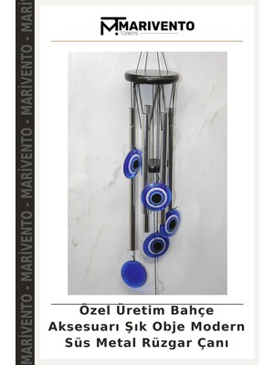 Özel Üretim Bahçe Aksesuarı Şık Obje Modern Süs Metal Rüzgar Çanı