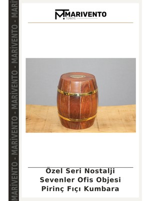 Özel Seri Nostalji Sevenler Ofis Objesi Pirinç Fıçı Kumbara