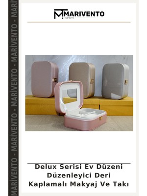 Delux Serisi Ev Düzeni Düzenleyici Deri Kaplamalı Makyaj ve Takı