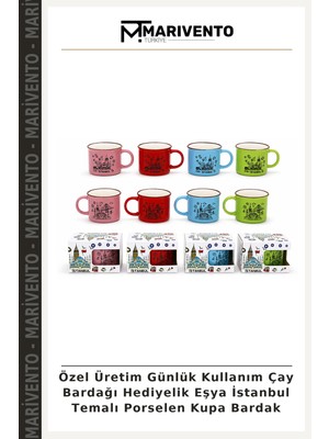 Özel Üretim Günlük Kullanım Çay Bardağı Hediyelik Eşya Istanbul Temalı Porselen Kupa Bardak