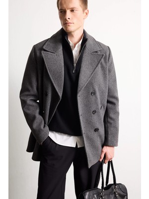 DeFacto Slim Fit Düğmeli Cepli Astarlı Kaşe Kaban D1521AX26WN