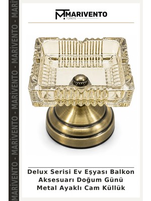Delux Serisi Ev Eşyası Balkon Aksesuarı Doğum Günü Metal Ayaklı Cam Küllük