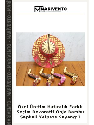 Özel Üretim Hatıralık Farklı Seçim Dekoratif Obje Bambu Şapkali Yelpaze Sayang:1
