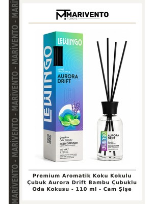 Premium Aromatik Koku Kokulu Çubuk Aurora Drift Bambu Çubuklu Oda Kokusu - 110 ml - Cam Şişe