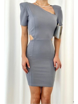 Salmore Krep Elbise Mini Abiye V Yaka Kumaş · Renk: Mint · Beden: L Bty