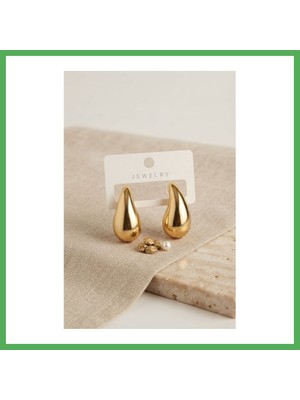 Astraltech Gold Renk Damla Küpe 30 mm Bezoss