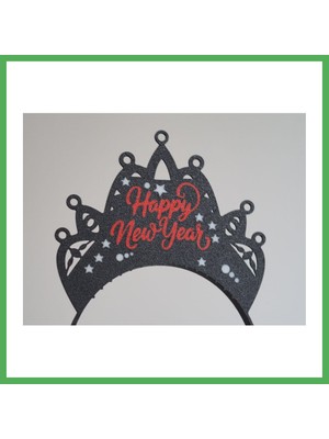 Astraltech Happy New Year Yazılı Ikili Saç Bandı Seti Kadın ve Erkek Yılbaşı Parti Aksesuarı Bezoss