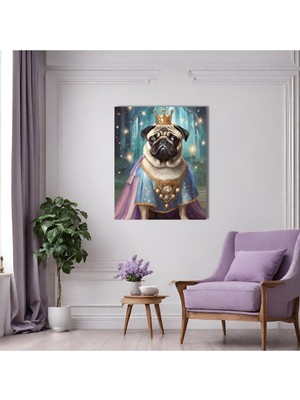 Gaagart Tekli Dikey Kanvas Duvar Tablosu Prenses Kostümlü Pug Köpek 60 x 90 GARTNM7382
