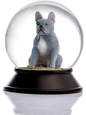 ve Reçine Altın Patiler Köpek French Bulldog Gri Kar Küresi Hediye