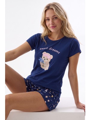 Nbb Lacivert Sweat Dreams Şortlu Pijama Takım