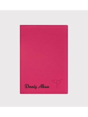Bk Gift Kişiye Özel Isimli Garbalia Hakiki Deri Kartlık ve Pasaport Kılıfı | Unisex Çok Bölmeli Seyahat Cüzdanı Fuşya