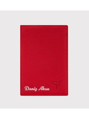 Bk Gift Kişiye Özel Isimli Garbalia Hakiki Deri Kartlık ve Pasaport Kılıfı | Unisex Çok Bölmeli Seyahat Cüzdanı Kırmızı
