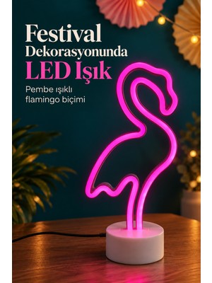 OtoTech Flamingo Neon Lamba Beyaz Gövdeli Yuvarlak Tabanlı