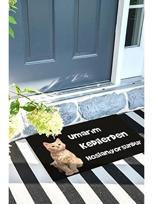 Mey İthalat Dekoratif Kapı Önü Paspas, Dış Mekan/ev Içi/banyo/mutfak/yatak Odası/giriş Paspasları Umarım Kedilerden