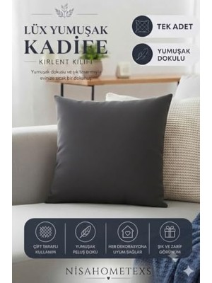 Mey İthalat Kırlent Kılıfı, Lüks Yumuşak Dokulu Kadife Salon (Antrasit, 45 cm x 45 Cm)
