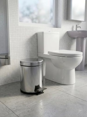 Mey İthalat Çöp Kovası, 3 L Paslanmaz Çelik Pedallı Banyo ve Mutfak Tipi Metal Çöp Kutusu - Gümüş