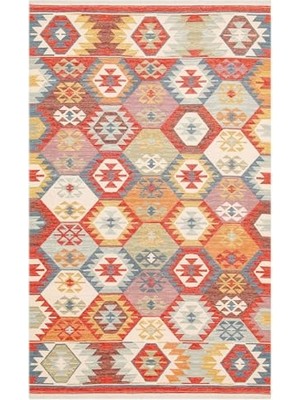 Mey İthalat Nomad Nmd 01 Multy Yıkanabilir, Iki Taraflı Kullanıma Uygun Yumuşak Tuşeli Otantik Kilim, Çok Renkli2,80 x 150