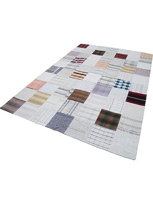 Mey İthalat Çok Renkli Geometrik El Dokuma Kilim Modern Bohem Stil