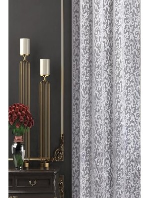 Mey İthalat Desenli Tül Perde, Çiçek ve Yaprak Desenli Yakma Kumaş, Pilesiz Düz Dikim, Beyaz 100 x 260,21501024