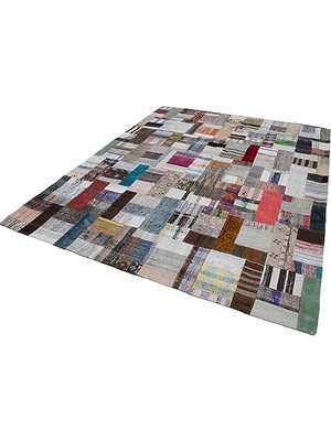 Mey İthalat Çok Renkli El Dokuma Patchwork Salon Kilimi Bohem Stil