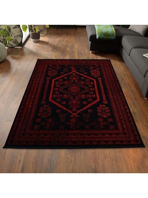 Mey İthalat Yağcıbedir Afgan Türkmen Otantik Desenli Dokuma Bordo Oturma Odası Salon Mutfak Halısı 3671H_ZS47