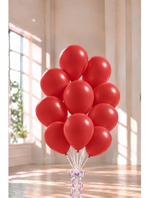 Patladı Gitti 12 İnç Kırmızı Balon 10 Adet Renkli Doğal Lateks Parti Malzemesi
