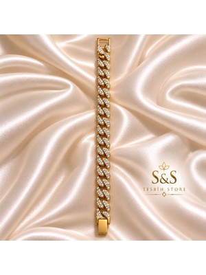 S&s Tesbih Store Gold Taşlı Kalın Zincir Bileklik