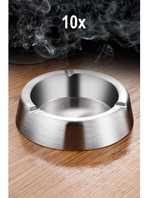 Nzm Store 10 Adet Çelik 12,5 cm Kafe Restaurant Lokanta Yuvarlak Kül Tablası Küllük MT170B