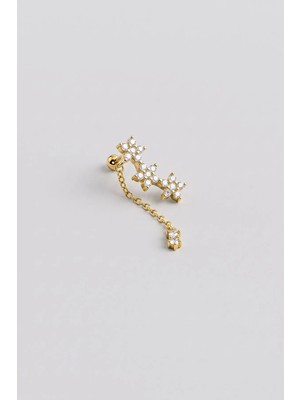 So CHIC Yıldız Çiçeği 18 Ayar Sarı Altın Kaplama Sallantılı Gümüş Helix-Lobe Piercing